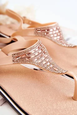 Damskie Boto Damskie Sandały Japonki Z Ozdobami Różowe Atlanta