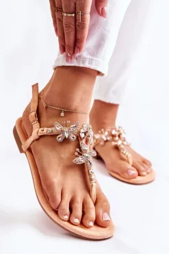 Damskie Boto Damskie Sandały Japonki Z Ozdobnymi Motylami Pomarańczowe Lonnie