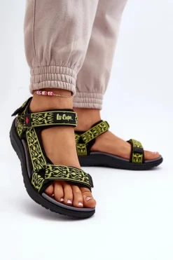 Discount Lee Cooper Damskie Sandały LCW-24-34-2609 Limonkowe