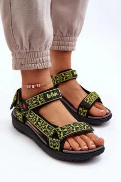 Discount Lee Cooper Damskie Sandały LCW-24-34-2609 Limonkowe