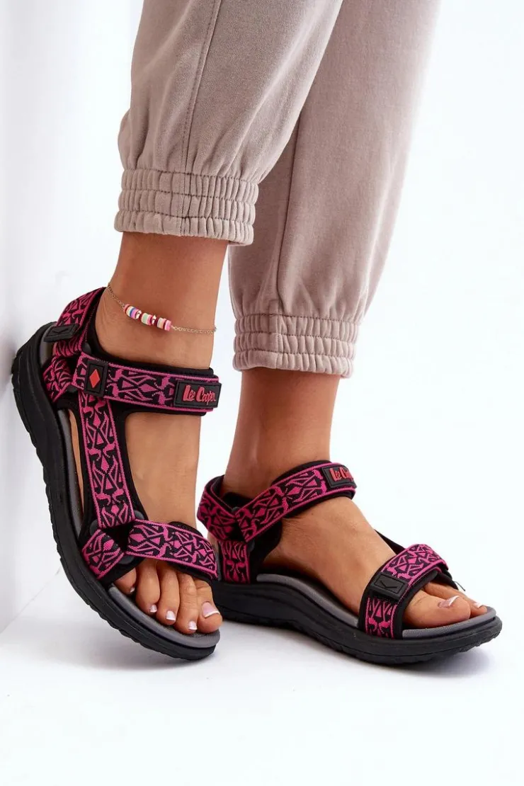 Lee Cooper Sandały Płaskie*Damskie Sandały LCW-24-34-2608 Fuksja