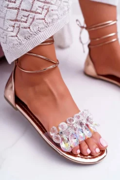 Damskie Boto Damskie Sandały Lu Boo Kryształy Złote Madina