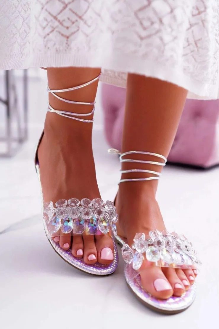 Discount Boto Damskie Sandały Lu Boo Kryształy Srebrne Madina