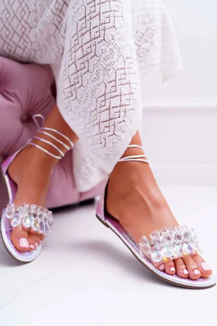 Discount Boto Damskie Sandały Lu Boo Kryształy Srebrne Madina