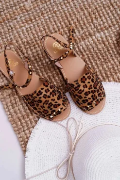 Hot Boto Damskie Sandały Lu Boo Zamszowe Leopard Silena