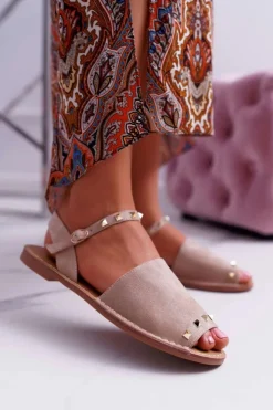 Damskie Boto Damskie Sandały Lu Boo Zamszowe Beżowe Silena