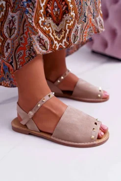 Damskie Boto Damskie Sandały Lu Boo Zamszowe Beżowe Silena