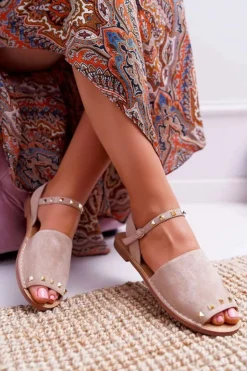 Damskie Boto Damskie Sandały Lu Boo Zamszowe Beżowe Silena