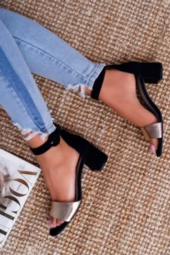 Best Maciejka Damskie Sandały Skórzane Zamszowe Czarne 04141-25/00-5