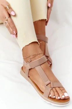 Damskie Boto Damskie Sandały Na Gumowej Podeszwie Brązowe Stranger