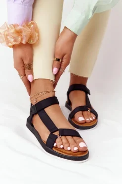 Clearance Boto Damskie Sandały Na Gumowej Podeszwie Czarne Stranger