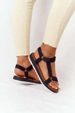 Clearance Boto Damskie Sandały Na Gumowej Podeszwie Czarne Stranger