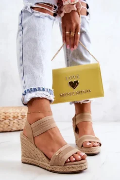 Big Star Shoes Sandały Big Star|Sandały Na Koturnie*Damskie Sandały Na Koturnie Big Star JJ274978 Beżowe