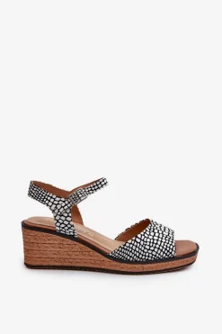 Buty Sergio Leone Sandały Na Koturnie*Damskie Sandały Na Koturnie Sergio Leone SK303 Biało-Czarne