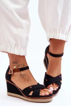 Boto Sandały Na Obcasie|Sandały Na Koturnie*Damskie Sandały Na Koturnie Czarne Janet