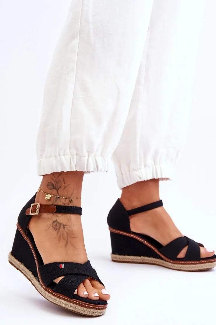 Boto Sandały Na Obcasie|Sandały Na Koturnie*Damskie Sandały Na Koturnie Czarne Janet