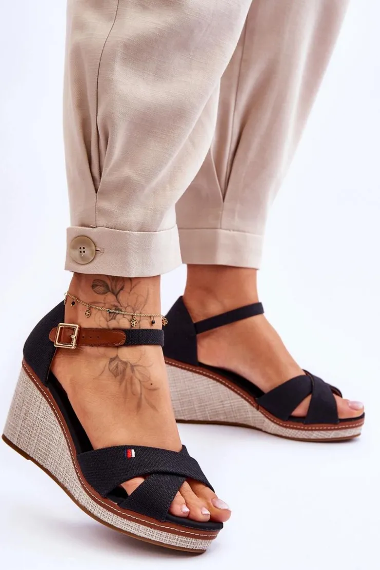 Boto Sandały Na Koturnie*Damskie Sandały Na Koturnie Czarne Veenus