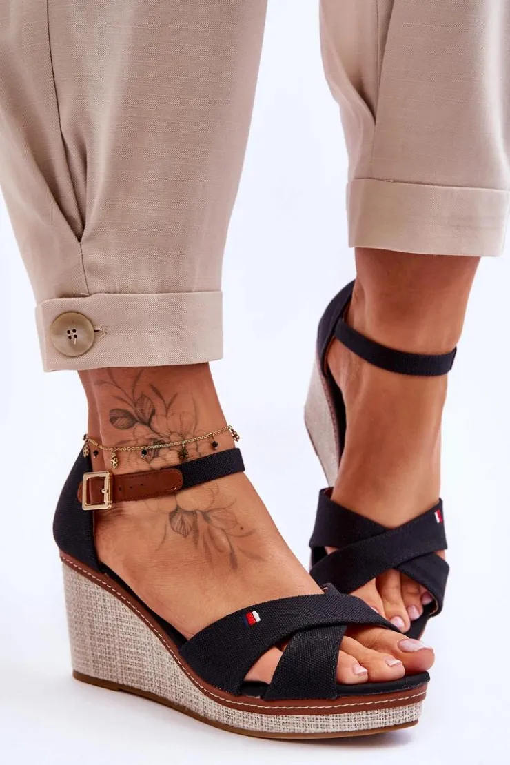 Boto Sandały Na Koturnie*Damskie Sandały Na Koturnie Czarne Veenus