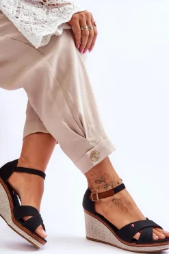 Boto Sandały Na Koturnie*Damskie Sandały Na Koturnie Czarne Veenus