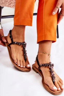 Hot Damskie buty S.Barski Damskie Sandały Na Lato Czarne Margery