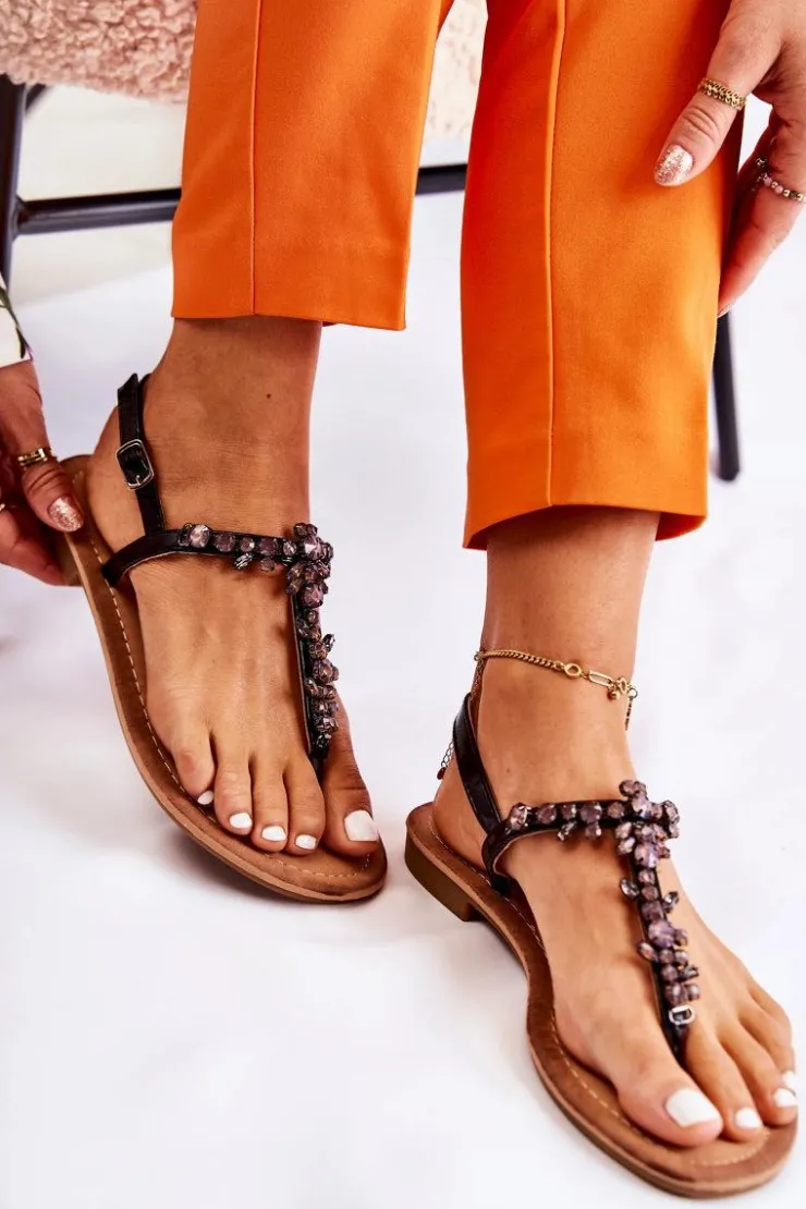 Hot Damskie buty S.Barski Damskie Sandały Na Lato Czarne Margery