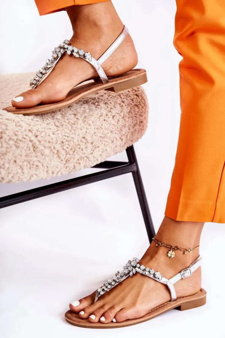 Damskie buty S.Barski Damskie Sandały Na Lato Srebrne Margery