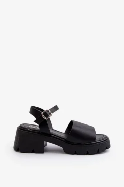 Hot Boto Damskie Sandały Na Masywnym Obcasie Czarne Dottiassa