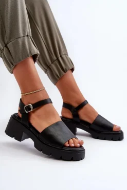 Hot Boto Damskie Sandały Na Masywnym Obcasie Czarne Dottiassa