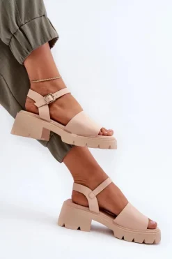 New Boto Damskie Sandały Na Masywnym Obcasie Nude Dottiassa
