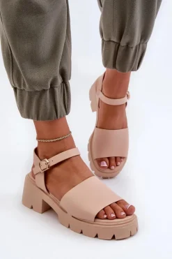 New Boto Damskie Sandały Na Masywnym Obcasie Nude Dottiassa