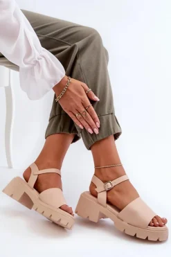 New Boto Damskie Sandały Na Masywnym Obcasie Nude Dottiassa