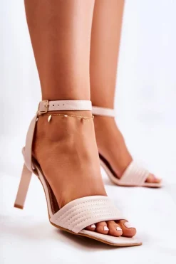 Boto Sandały Na Obcasie*Damskie Sandały Na Obcasie Beżowe Camellia