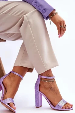 Damskie Boto Damskie Sandały Na Obcasie Z Cyrkoniami Fioletowe Idealistic