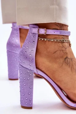 Damskie Boto Damskie Sandały Na Obcasie Z Cyrkoniami Fioletowe Idealistic