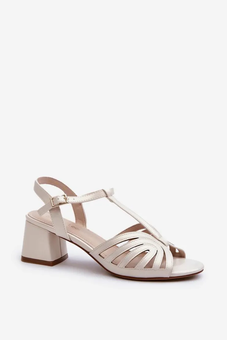 Buty Sergio Leone Sandały Na Obcasie*Damskie Sandały Na Obcasie Sergio Leone SK880 Perłowe Biały