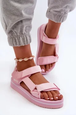Outlet Big Star Shoes Damskie Sandały Na Platformie Big Star NN274A533 Różowe Różowy