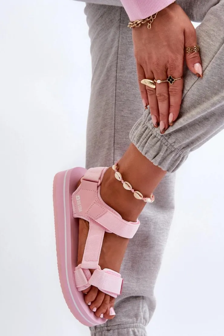 Outlet Big Star Shoes Damskie Sandały Na Platformie Big Star NN274A533 Różowe Różowy