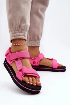 Sale Lee Cooper Damskie Sandały Na Platformie LCW-24-05-2750L Fuksja Różowy