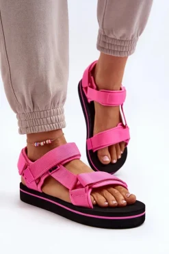 Sale Lee Cooper Damskie Sandały Na Platformie LCW-24-05-2750L Fuksja Różowy