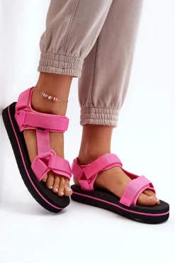 Sale Lee Cooper Damskie Sandały Na Platformie LCW-24-05-2750L Fuksja Różowy