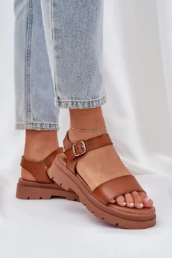 Hot Boto Damskie Sandały Na Platformie Camel Evaretha