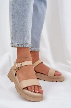 Damskie Boto Damskie Sandały Na Platformie Beżowe Evaretha
