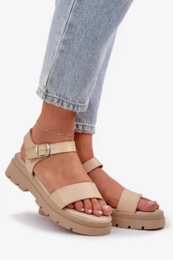 Damskie Boto Damskie Sandały Na Platformie Beżowe Evaretha