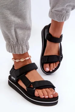 Big Star Shoes Sandały Big Star|Sandały Płaskie*Damskie Sandały Na Platformie Big Star NN274A532 Czarne Czarny