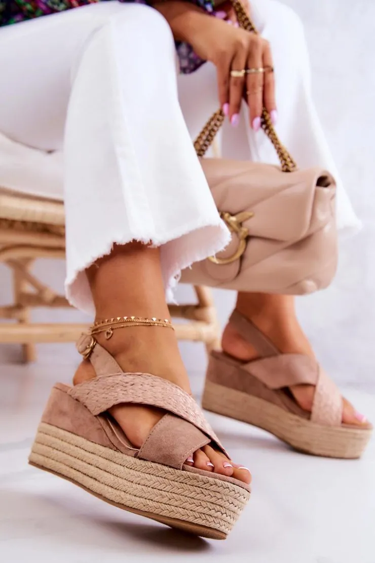 Boto Sandały Na Koturnie*Damskie Sandały Na Platformie Beżowe Emmalee