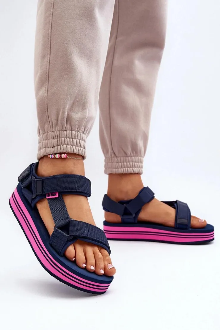 Hot Lee Cooper Damskie Sandały Na Platformie LCW-24-05-2754L Granatowe Niebieski