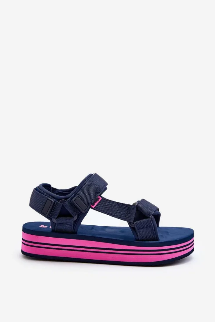 Hot Lee Cooper Damskie Sandały Na Platformie LCW-24-05-2754L Granatowe Niebieski