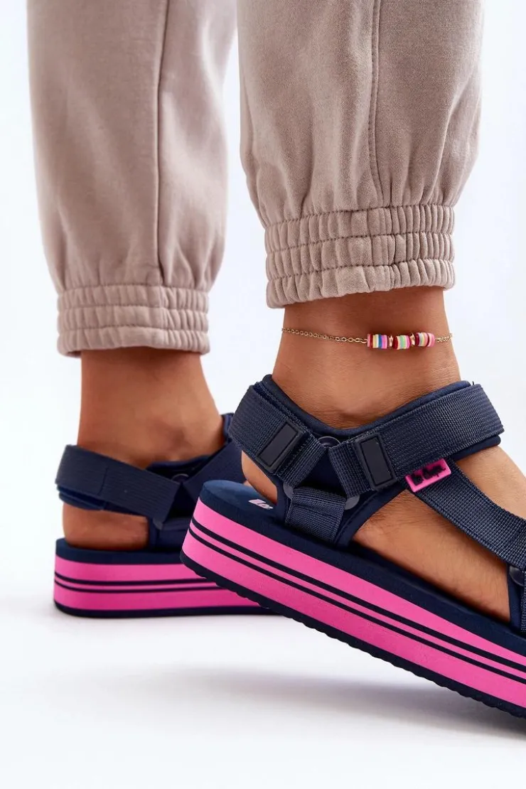 Hot Lee Cooper Damskie Sandały Na Platformie LCW-24-05-2754L Granatowe Niebieski