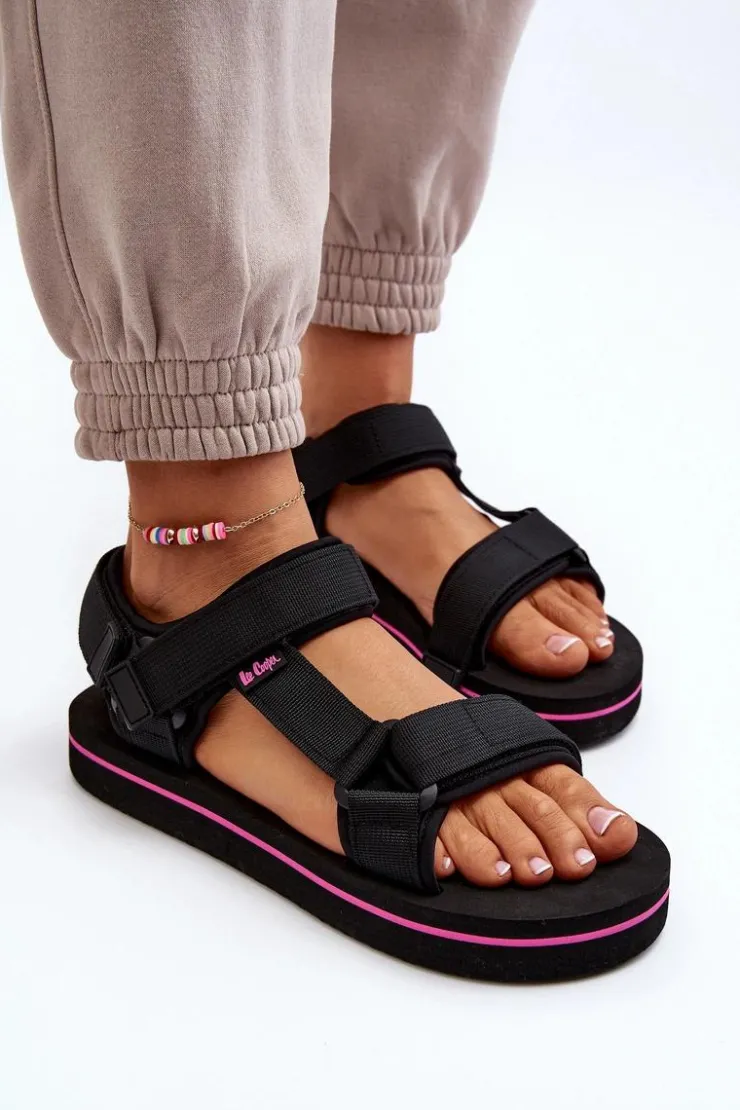Lee Cooper Sandały Płaskie*Damskie Sandały Na Platformie LCW-24-05-2751L Czarne Czarny