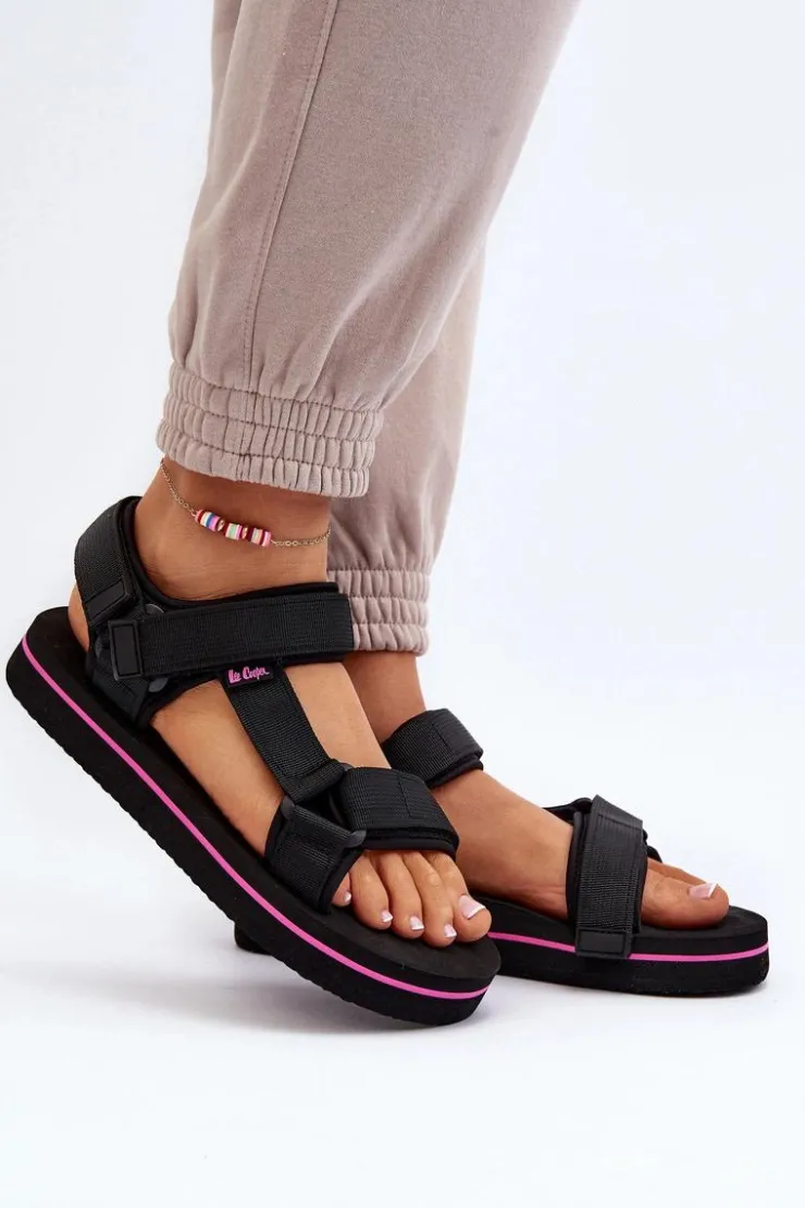Lee Cooper Sandały Płaskie*Damskie Sandały Na Platformie LCW-24-05-2751L Czarne Czarny